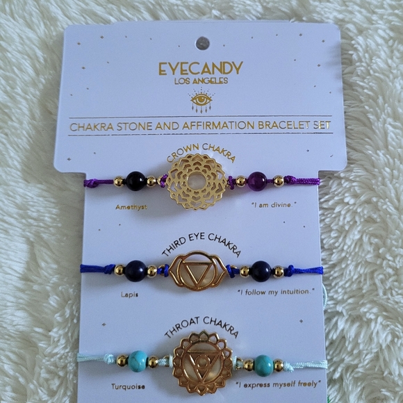 Eye👁️ Candy🍬 Chakra🧘♀️ Stone and Affirmation Bracelet Set - Picture 3 of 16